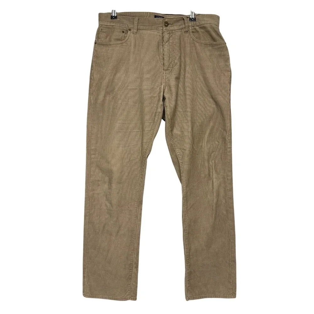 J. Crew The Sutton Mens Corduroy Pants Tan Straight Fit Casual Sz 33x30 5-Pocket